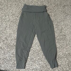Lulu olive joggers with tummy control folding waist